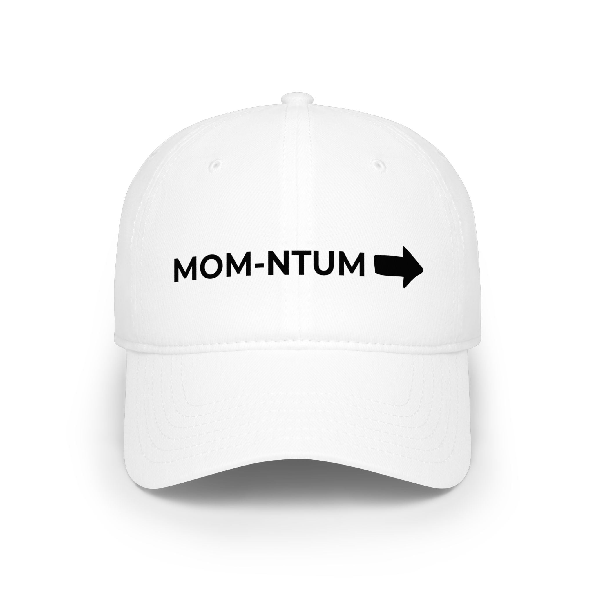Low Profile Baseball Cap - MOM-NTUM Arrow Embroidered Hat for Moms (Mom Momentum)