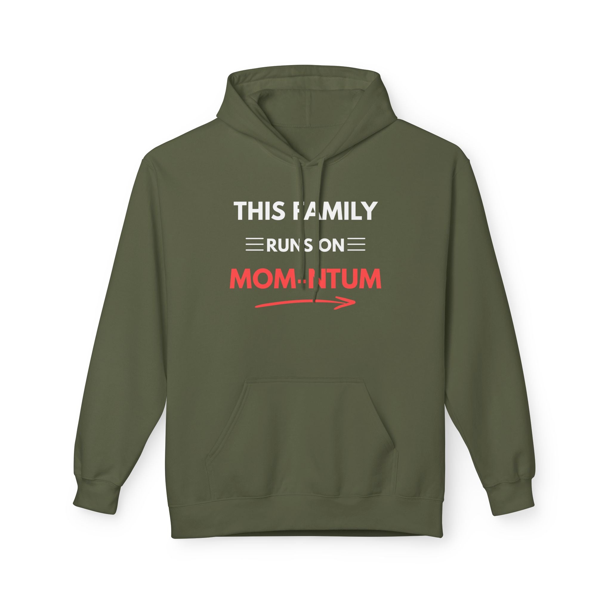 Mom-ntum Hoodie — "This Family Runs on Mom-ntum" Cozy Fleece Hoodie