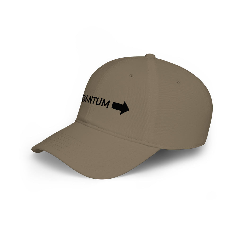 Low Profile Baseball Cap - MOM-NTUM Arrow Embroidered Hat for Moms (Mom Momentum)